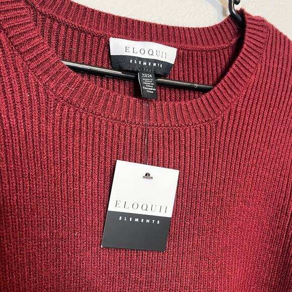 ELOQUII NWT Plus Size Curvy Burgundy Ribbed Balloon‎ Sleeve Knit Sweater 22/24 - Picture 5 of 7